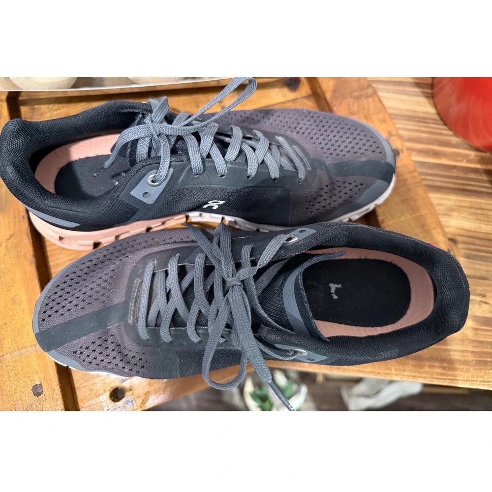 On Running Cloud X Womens Training Shoes Black Asphalt Coral Pink Size 8 US W8